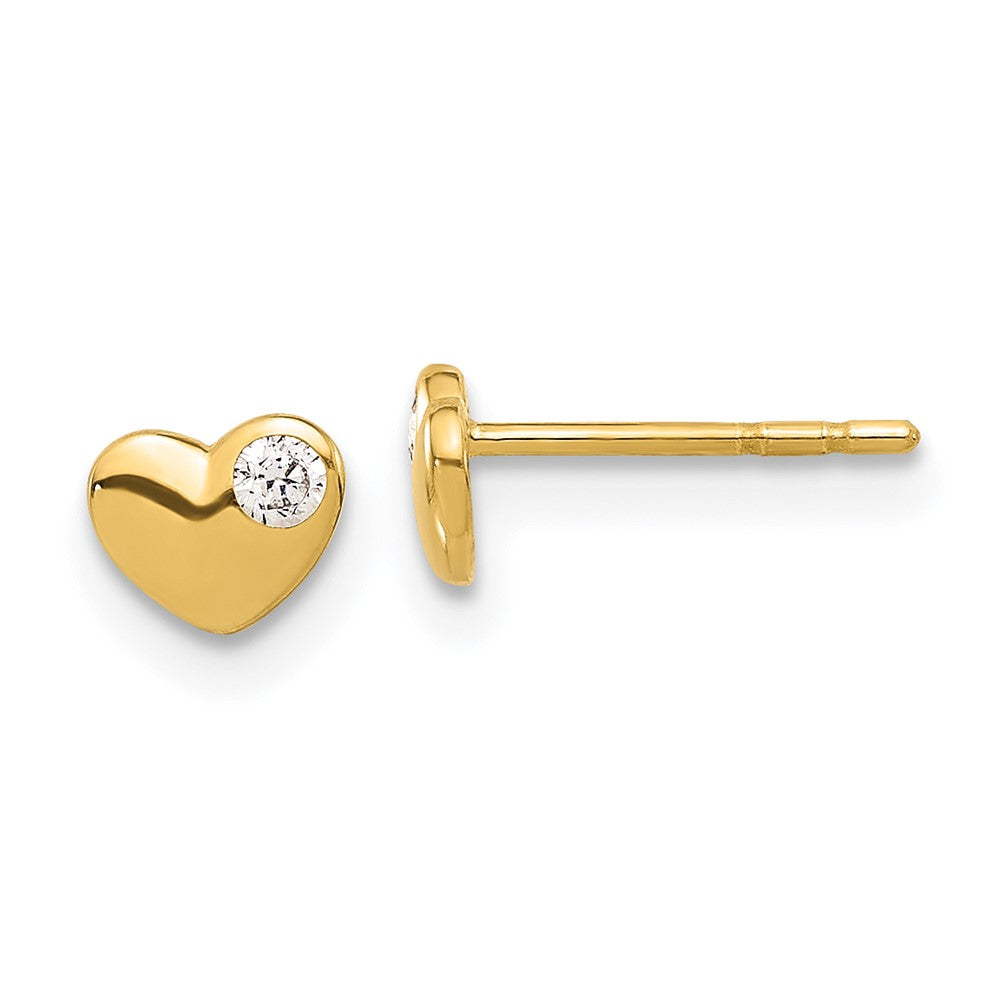 14K Gelbgold Zirkonia Herz Ohrstecker