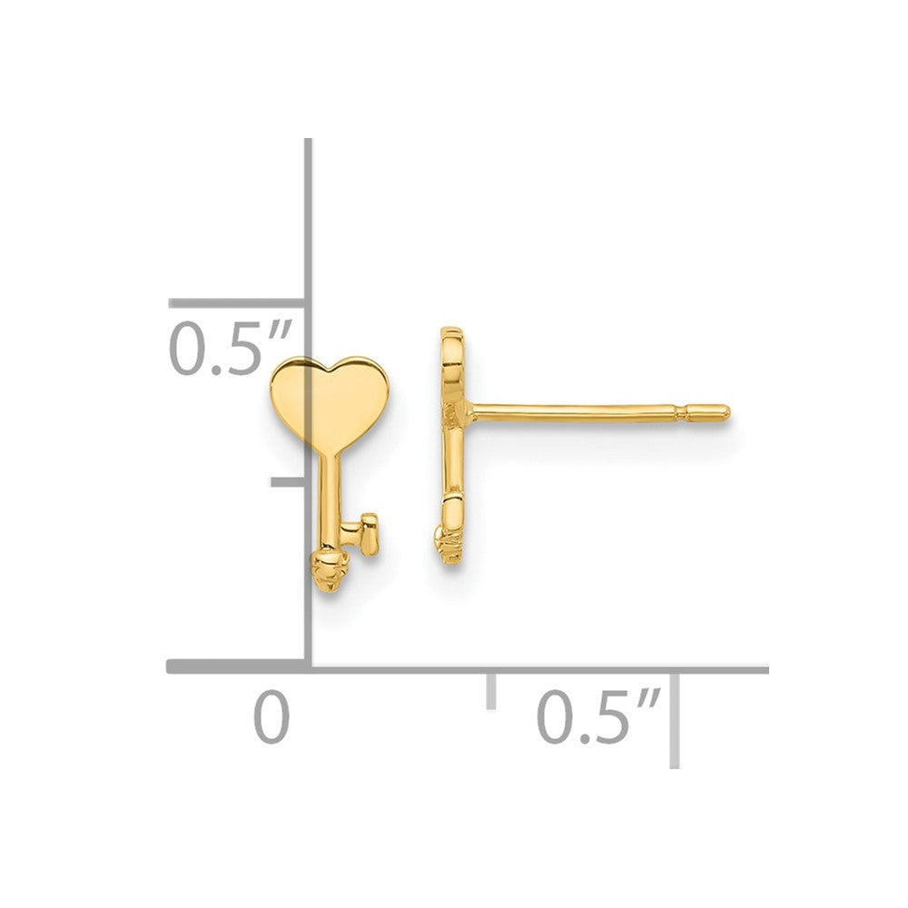 14K Gelbgold Poliert Herz Key Ohrstecker