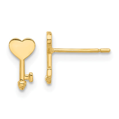 14K Gelbgold Poliert Herz Key Ohrstecker