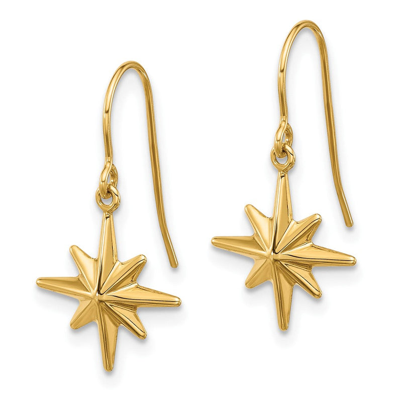 14K Gelbgold Hängend Stern Ohrringe