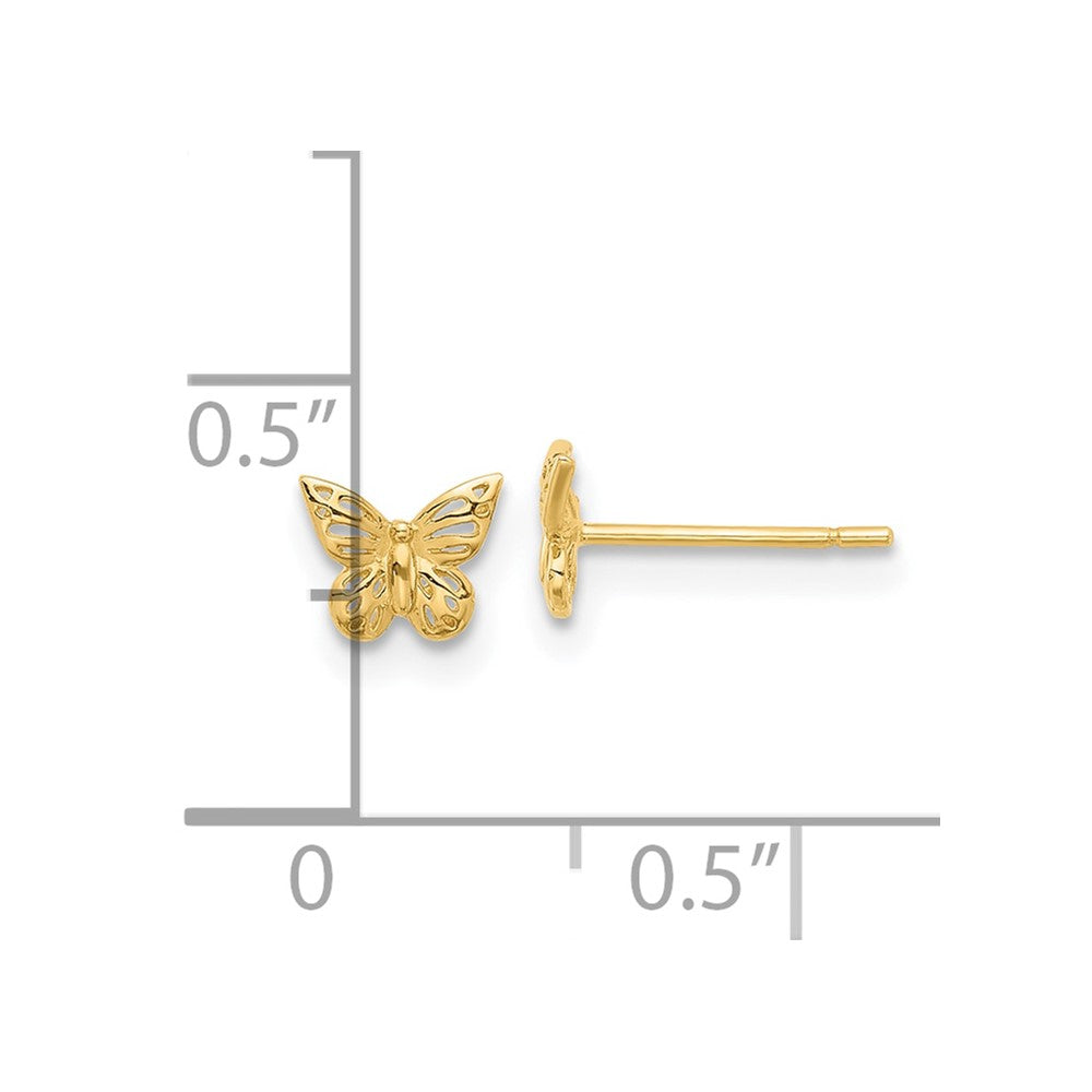 14K Gelbgold Poliert Schmetterling Ohrstecker