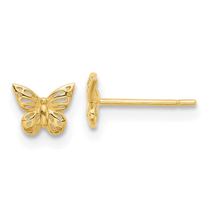 14K Gelbgold Poliert Schmetterling Ohrstecker