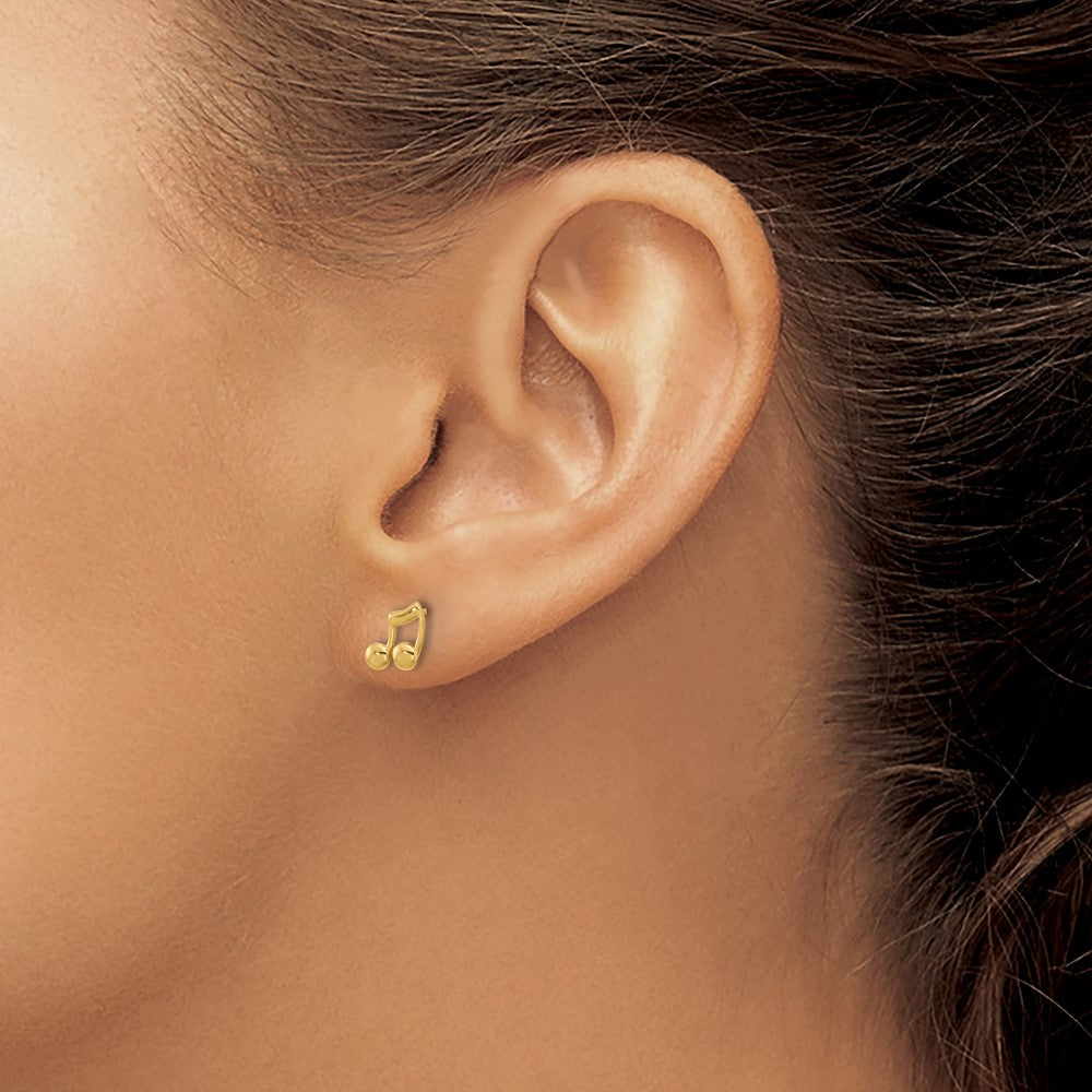 14K Gelbgold Poliert Musik Notes Ohrstecker