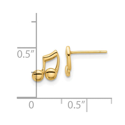 14K Gelbgold Poliert Musik Notes Ohrstecker