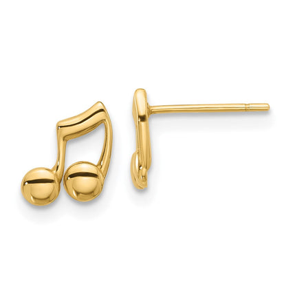 14K Gelbgold Poliert Musik Notes Ohrstecker