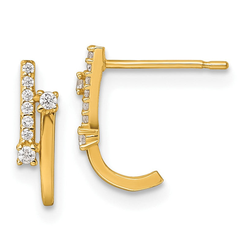 14K Gelbgold Poliert Fantasie Zirkonia Stecker J- Creolen