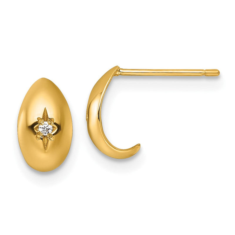 14K Gelbgold Poliert Zirkonia Stern Stecker J- Creolen