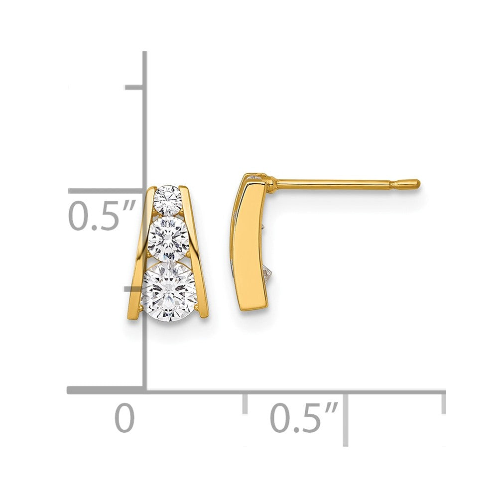 14K Gelbgold Poliert Abgestuft Zirkonia Ohrstecker