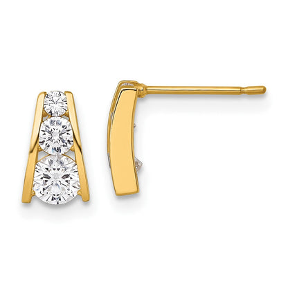 14K Gelbgold Poliert Abgestuft Zirkonia Ohrstecker