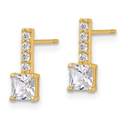 14K Gelbgold Poliert Quadratisch Zirkonia Ohrstecker