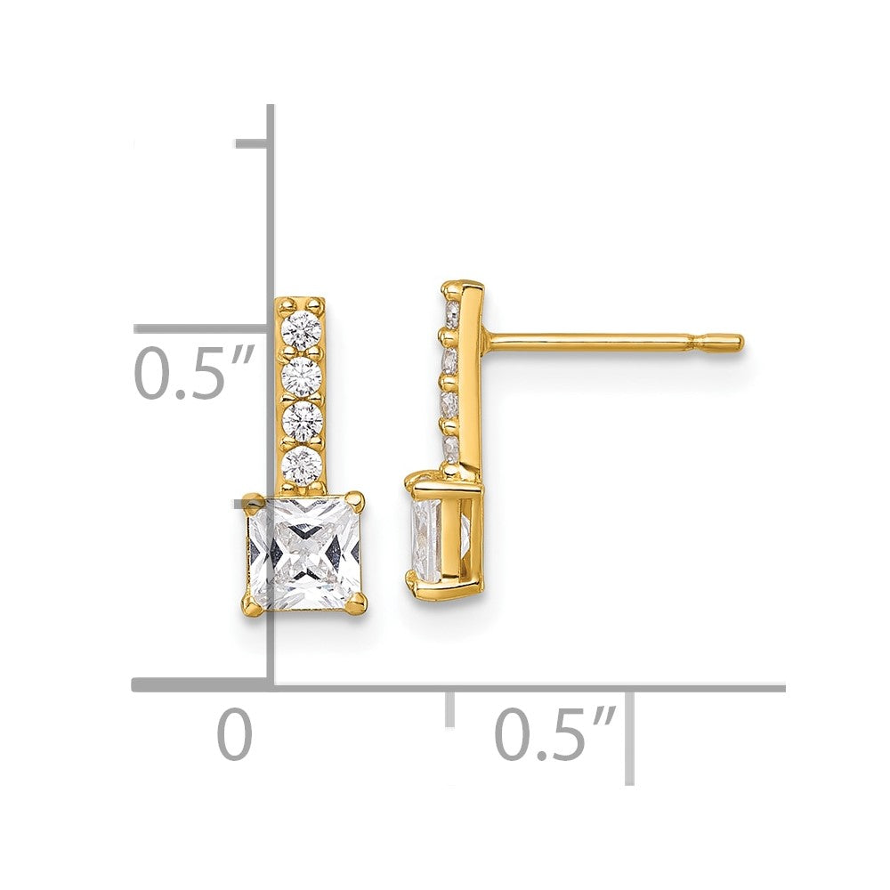 14K Gelbgold Poliert Quadratisch Zirkonia Ohrstecker