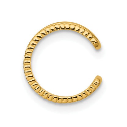 14K Gelbgold Poliert und Strukturiert Einfach Ohr Manschette