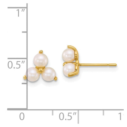 14K Gelbgold Poliert Süßwasser Zucht Pearls Ohrstecker