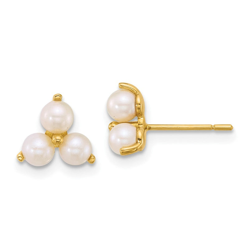 14K Gelbgold Poliert Süßwasser Zucht Pearls Ohrstecker
