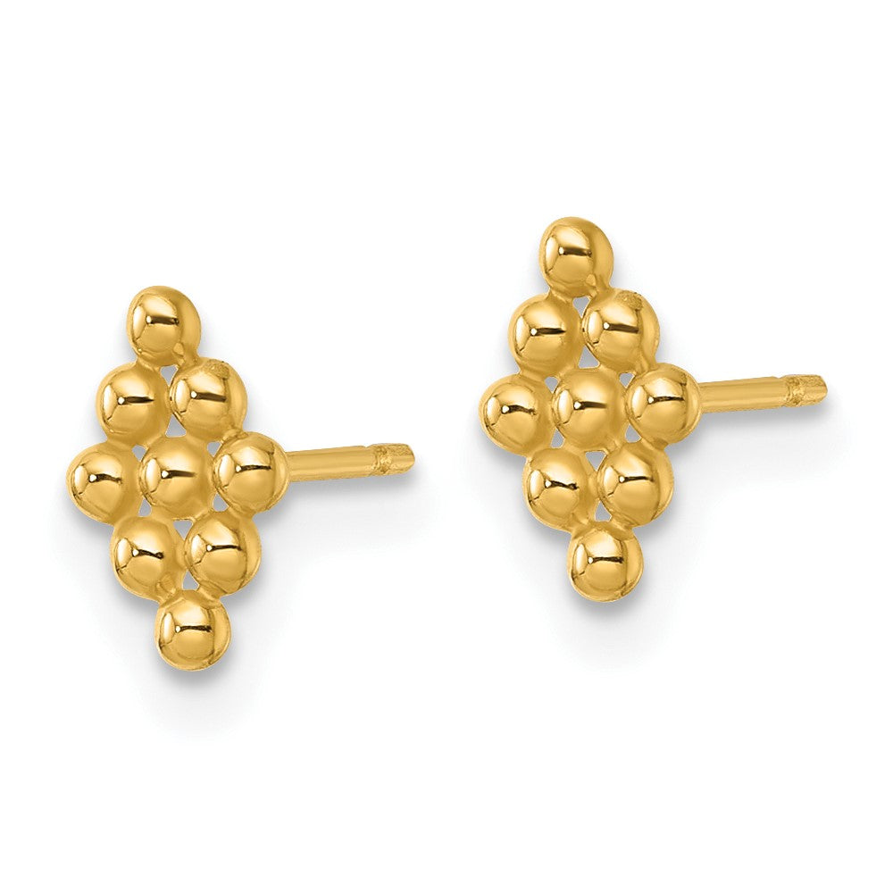 14K Gelbgold Poliert und Gekugelt Marquise Ohrstecker