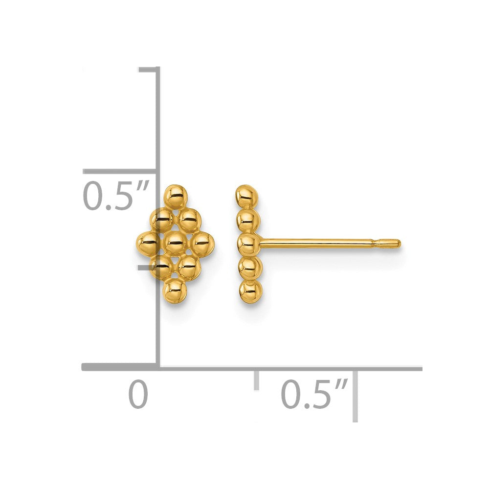14K Gelbgold Poliert und Gekugelt Marquise Ohrstecker