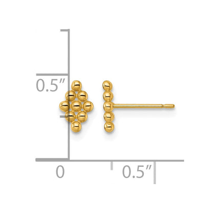 14K Gelbgold Poliert und Gekugelt Marquise Ohrstecker