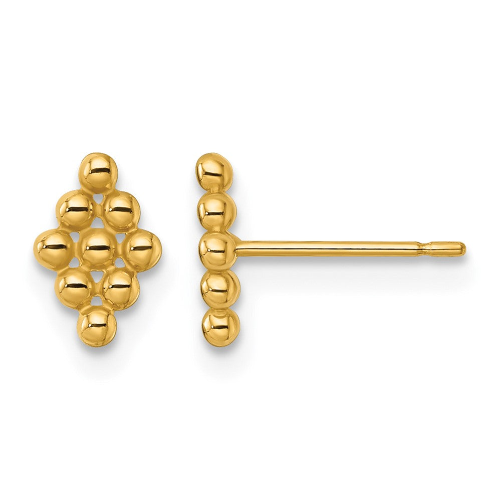 14K Gelbgold Poliert und Gekugelt Marquise Ohrstecker