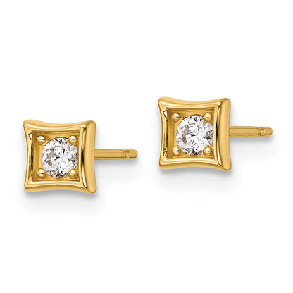 14K Gelbgold Poliert Zirkonia Ohrstecker
