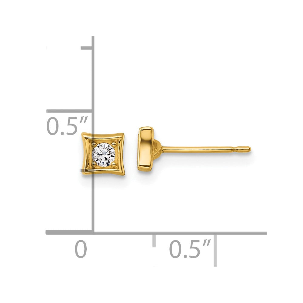 14K Gelbgold Poliert Zirkonia Ohrstecker