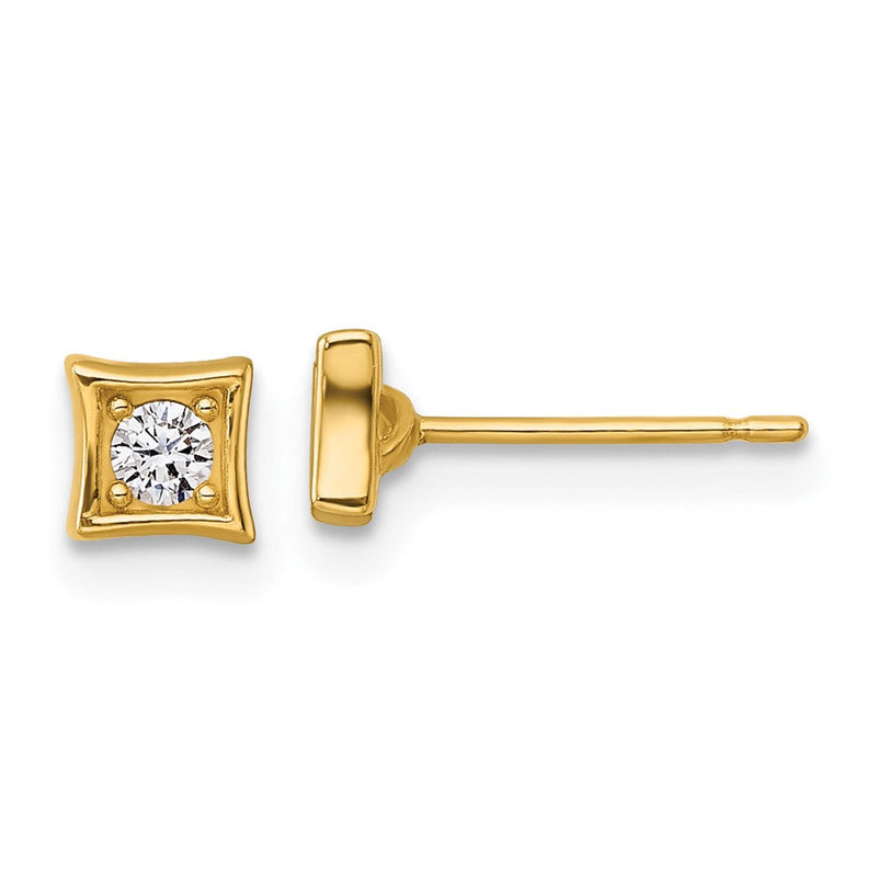 14K Gelbgold Poliert Zirkonia Ohrstecker