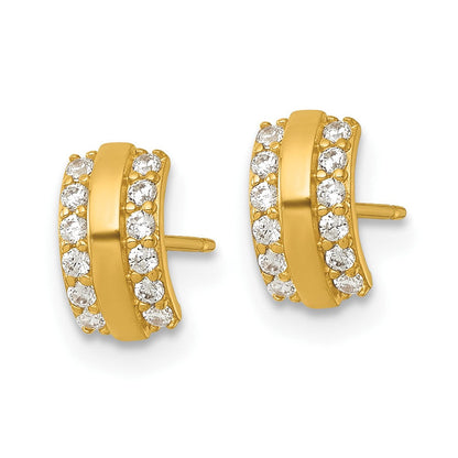 14K Gelbgold Poliert Zirkonia Gebogen Stab Ohrstecker