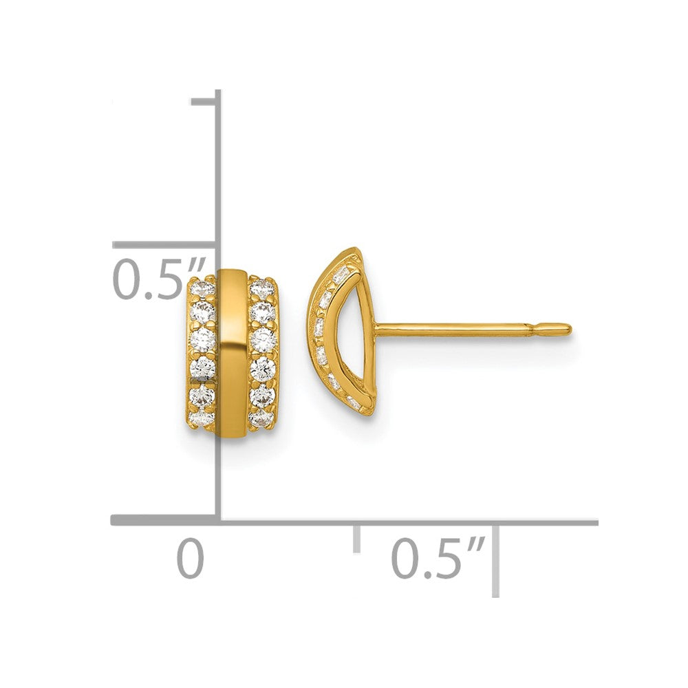 14K Gelbgold Poliert Zirkonia Gebogen Stab Ohrstecker