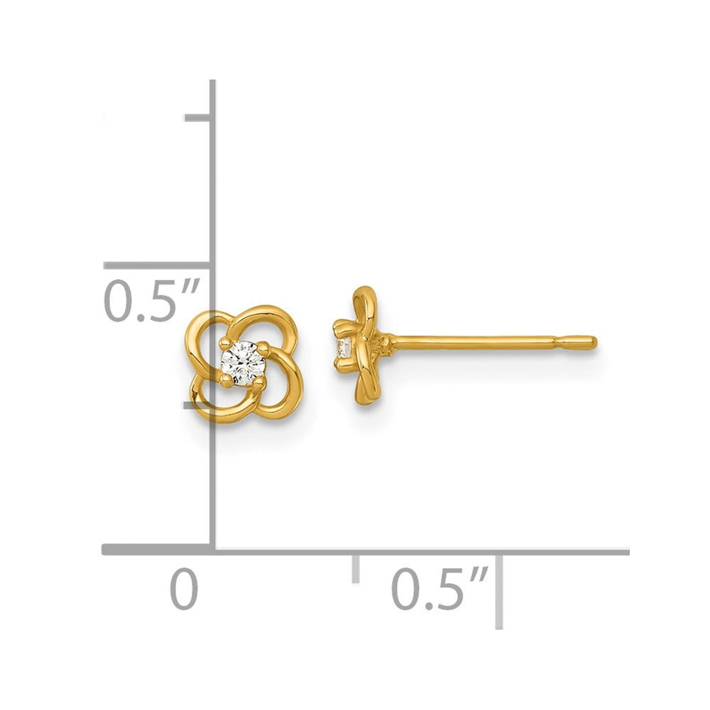 14K Gelbgold Poliert Zirkonia Blume Ohrstecker