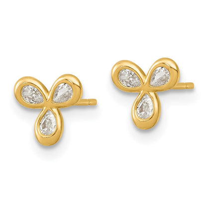 14K Gelbgold Poliert Zirkonia Ohrstecker