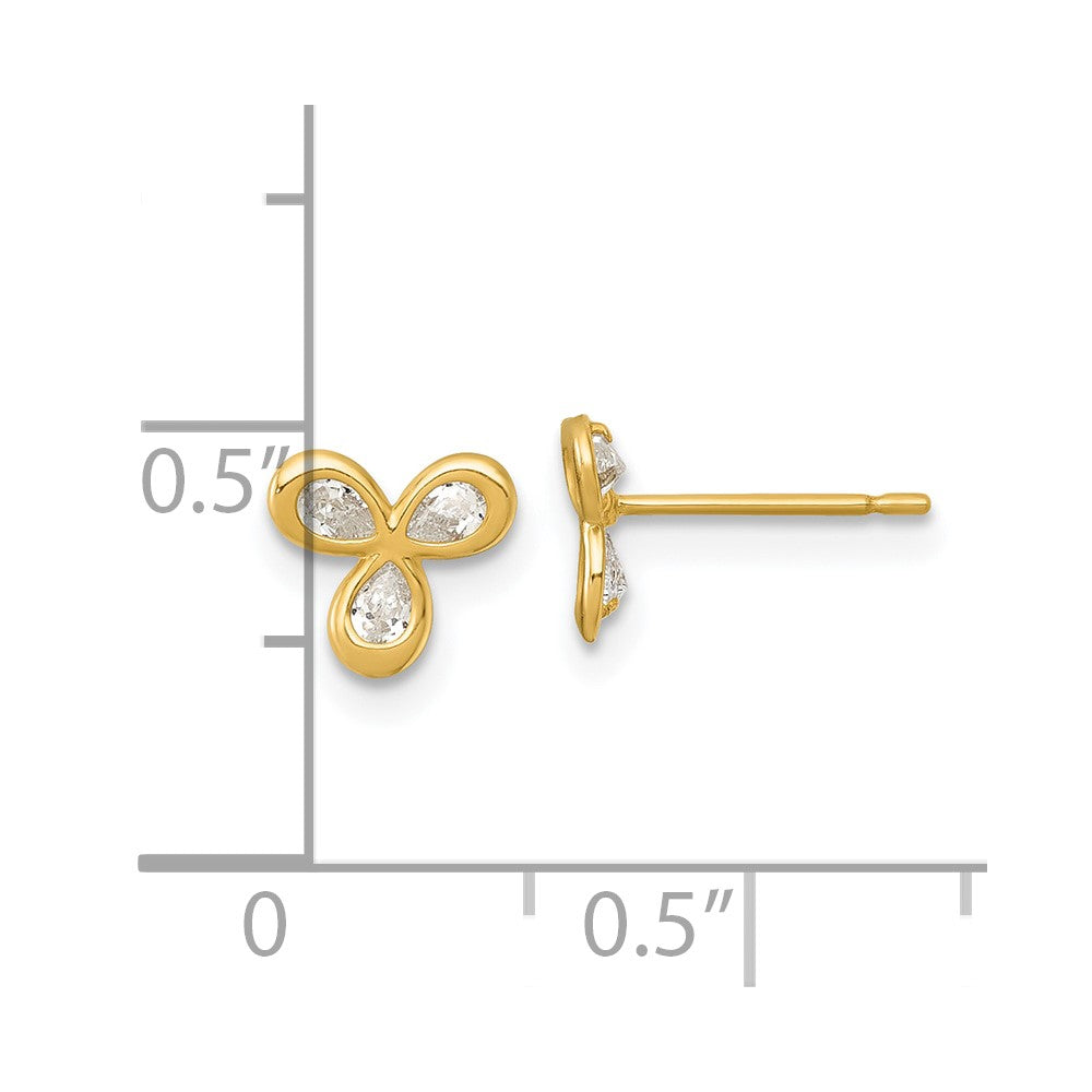 14K Gelbgold Poliert Zirkonia Ohrstecker