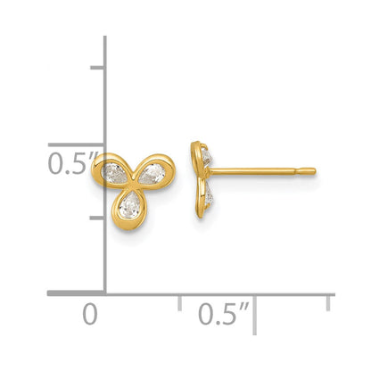 14K Gelbgold Poliert Zirkonia Ohrstecker