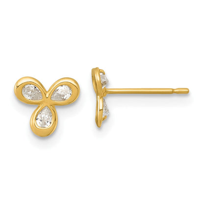 14K Gelbgold Poliert Zirkonia Ohrstecker