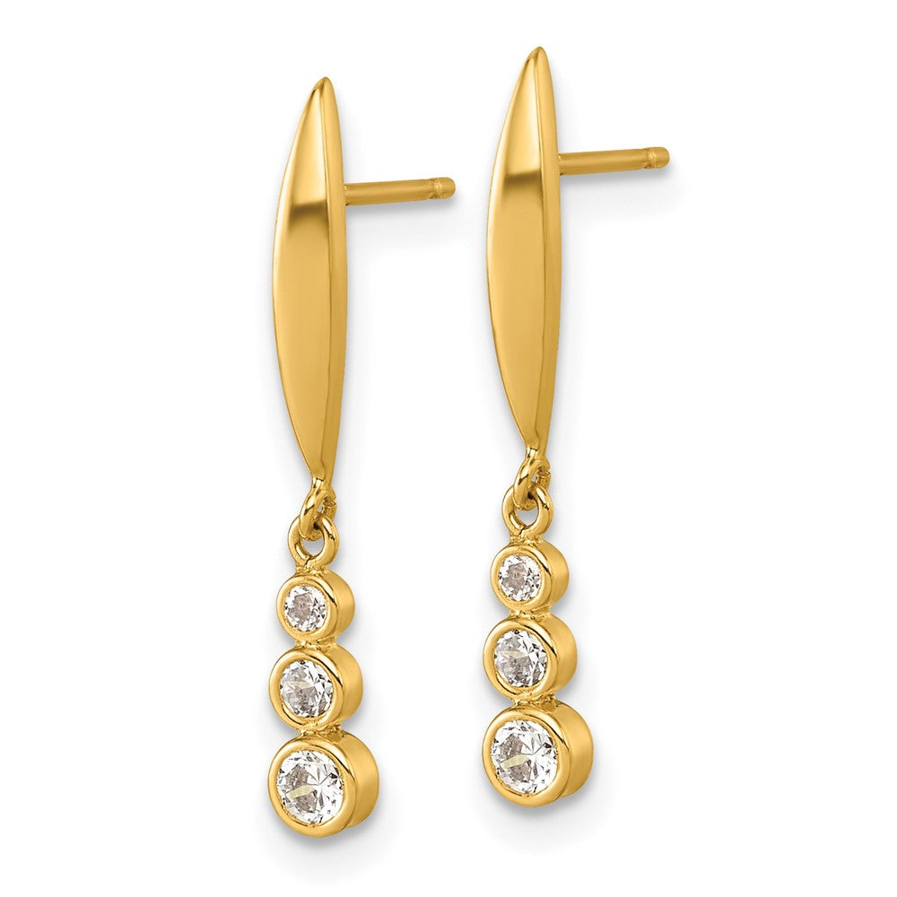 14K Gelbgold Poliert Zirkonia Hängend Ohrstecker