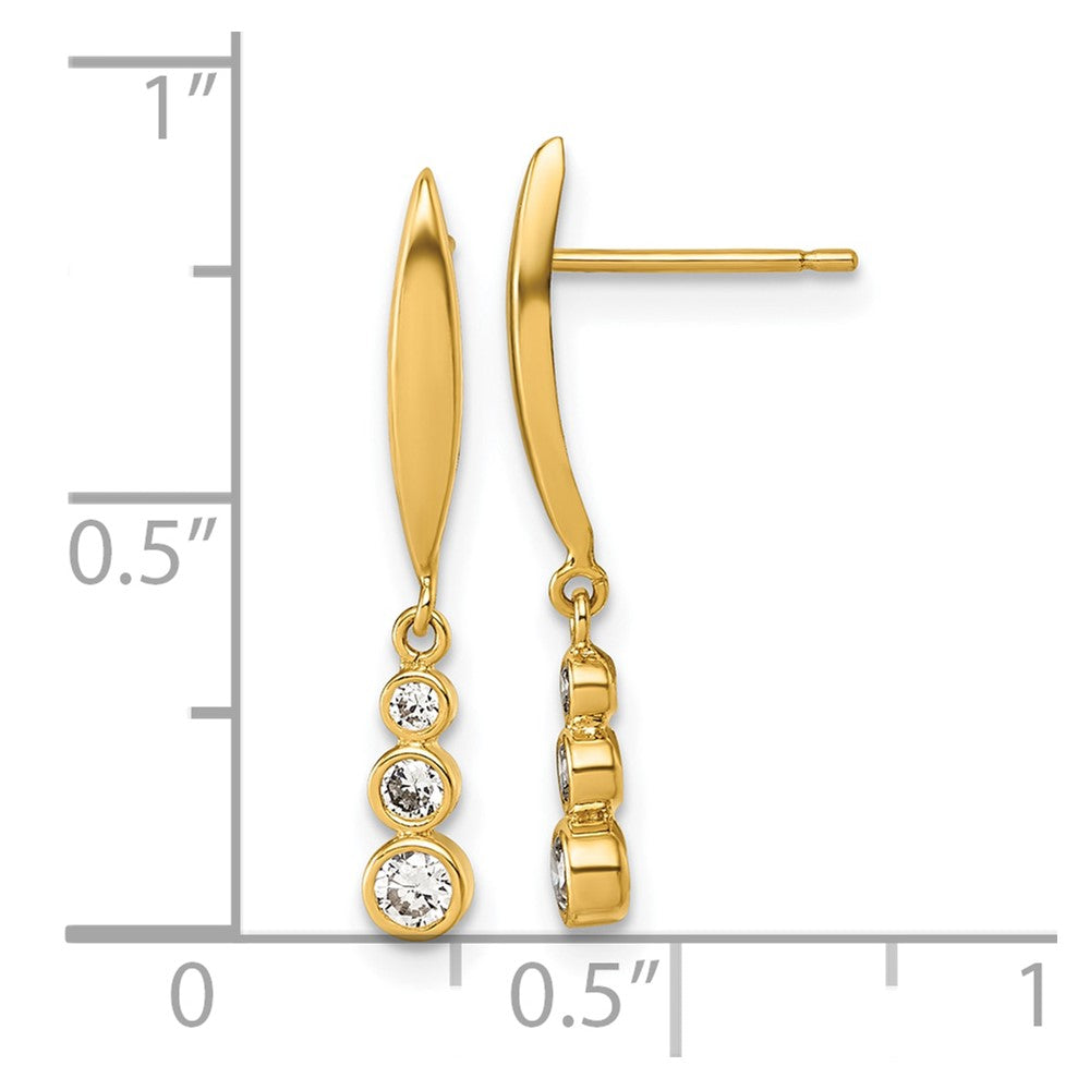 14K Gelbgold Poliert Zirkonia Hängend Ohrstecker