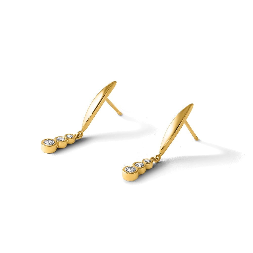 14K Gelbgold Poliert Zirkonia Hängend Ohrstecker