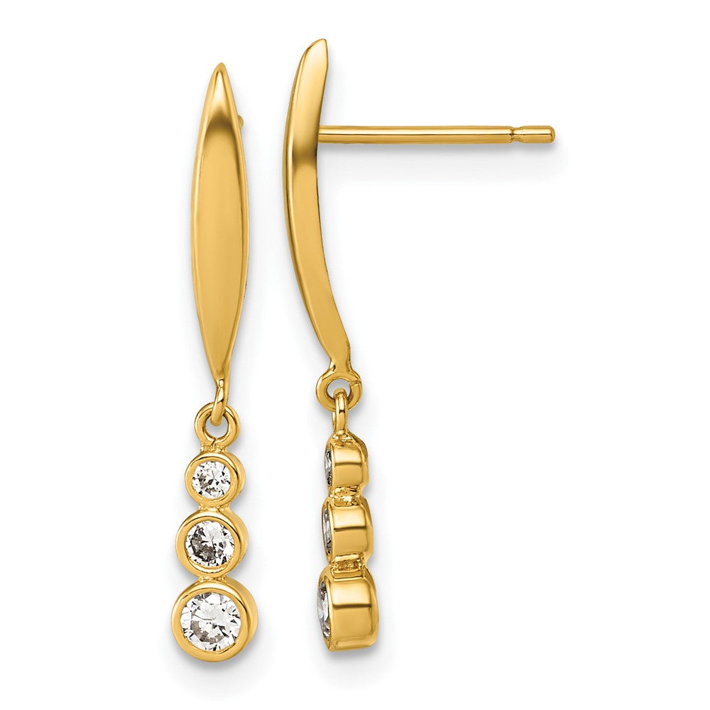 14K Gelbgold Poliert Zirkonia Hängend Ohrstecker