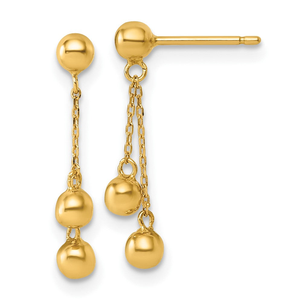 14K Gelbgold Poliert Hängend Kugel Ohrstecker