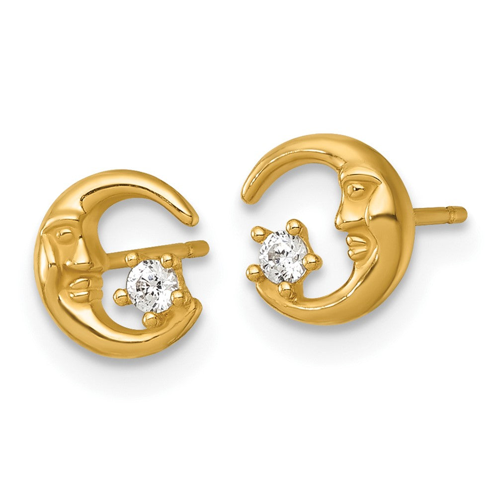 14K Gelbgold Poliert Zirkonia Mond Ohrstecker