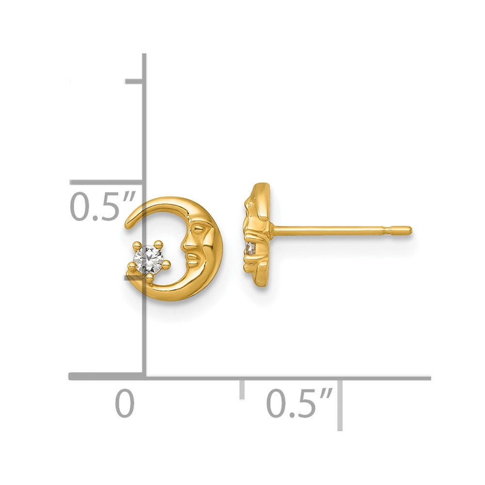 14K Gelbgold Poliert Zirkonia Mond Ohrstecker