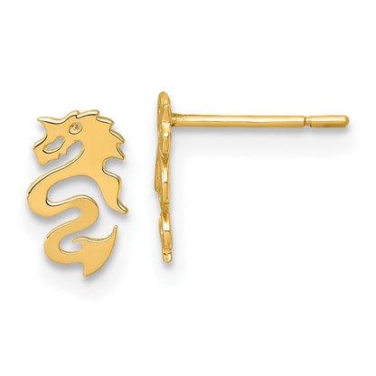 14K Gelbgold Poliert Drache Ohrstecker