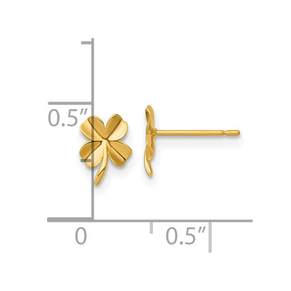 14K Gelbgold Poliert Vier Blatt Klee Ohrstecker