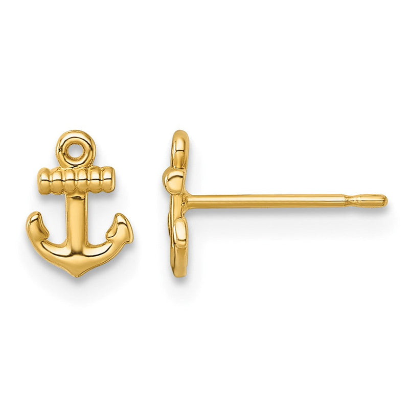 14K Gelbgold Poliert Anker Ohrstecker