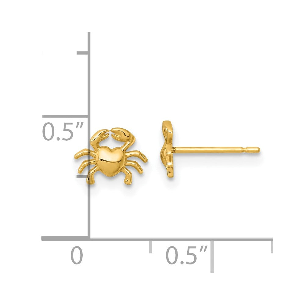 14K Gelbgold Poliert Krabbe Ohrstecker
