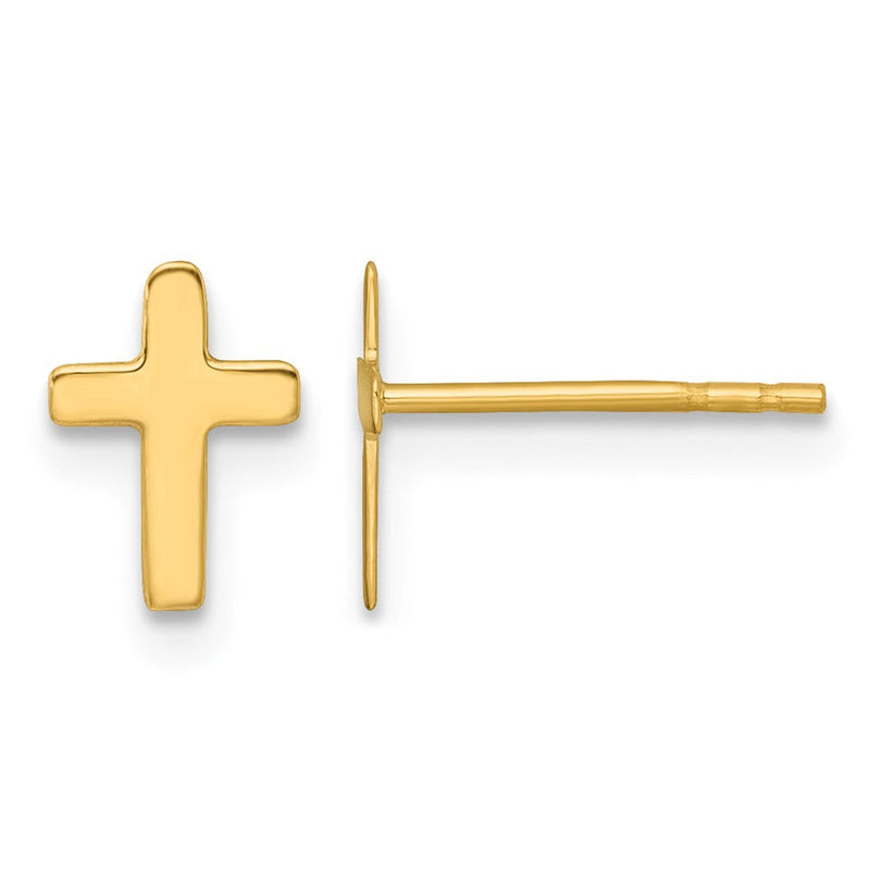 14K Gelbgold Poliert Kreuz Ohrstecker