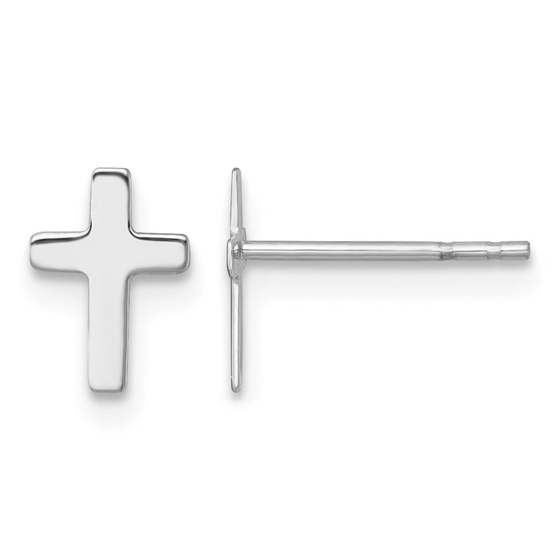 14K Weißgold Weiß Poliert Kreuz Ohrstecker