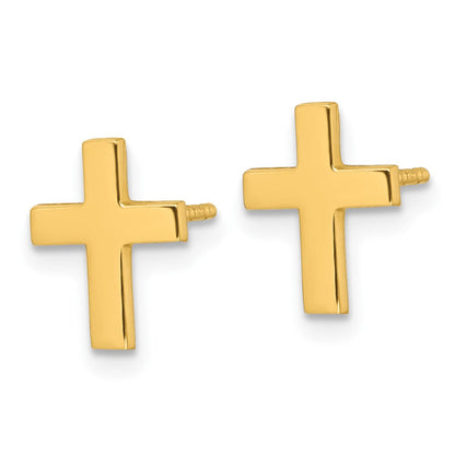 14K Gelbgold Poliert Kreuz Ohrstecker