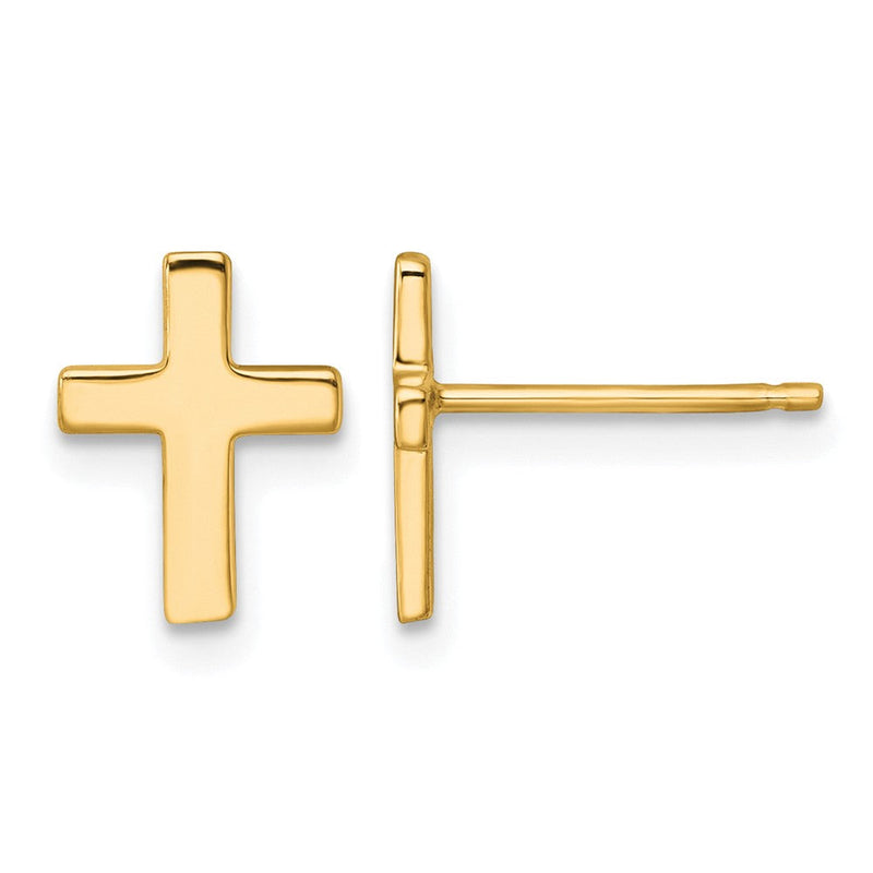 14K Gelbgold Poliert Kreuz Ohrstecker