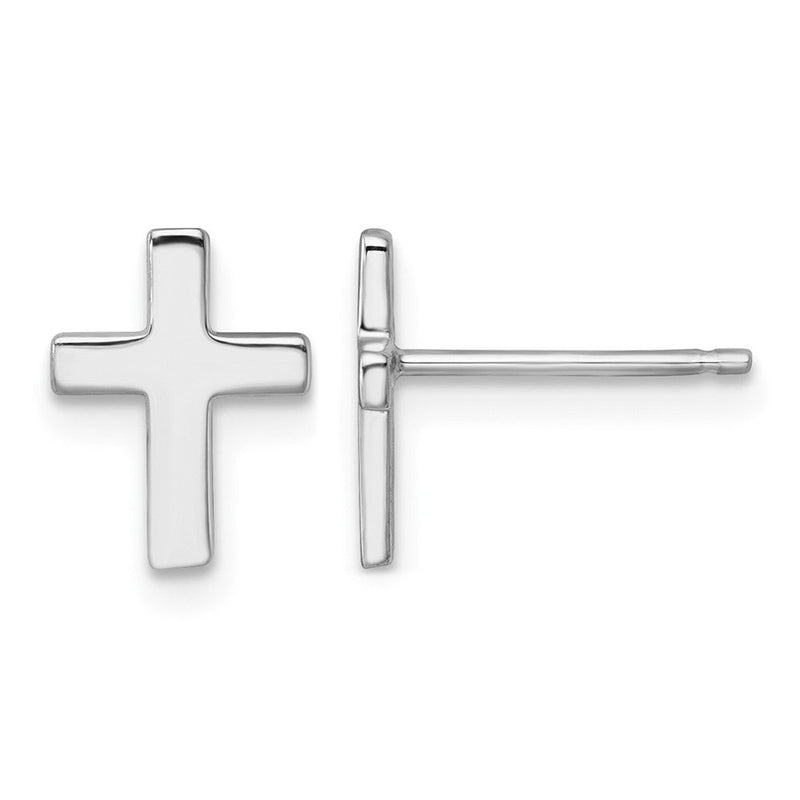14K Weißgold Weiß Poliert Kreuz Ohrstecker
