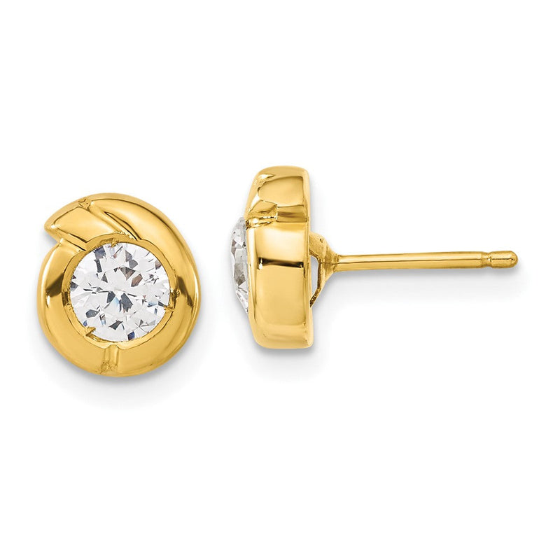 14K Gelbgold Poliert Fantasie Zirkonia Ohrstecker