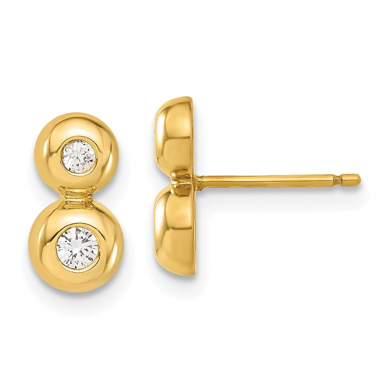 14K Gelbgold Poliert Zirkonia Ohrstecker